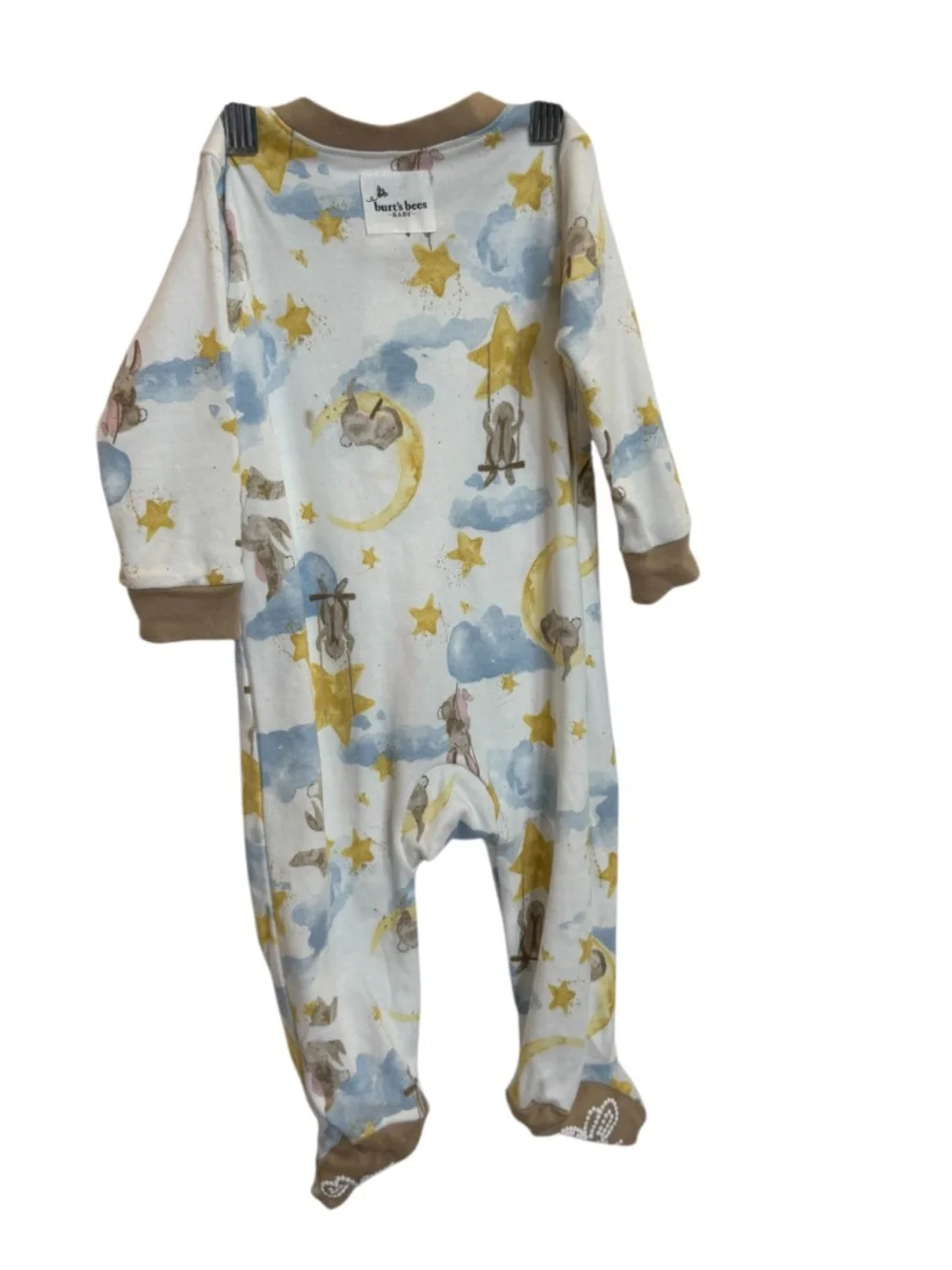 Burt's Bees Baby Moon & Stars Footed Zip Romper 3-6 Months